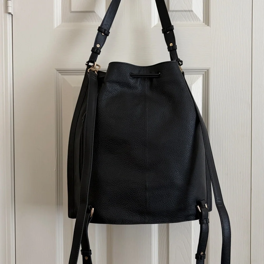 ⚡️ NWT Burkely Black Pebbled Leather Drawstring Backpack  display picture 2